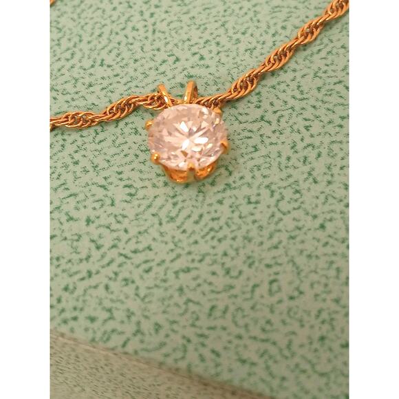 Park Lane 1ct SOLITAIRE CZ Pendent Necklace 18k plated Gold Chain Realistic EUC - Picture 7 of 13